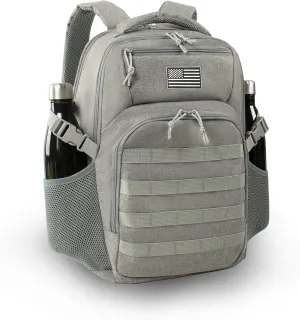 Military Tactical Backpack for Travel Hiking, 30L Backpack for Men and Women with Bottle Holder, Small Laptop Backpack for Work, College Computer Bag Fits 15.6/17 Inch Laptop and Notebook - Gray
