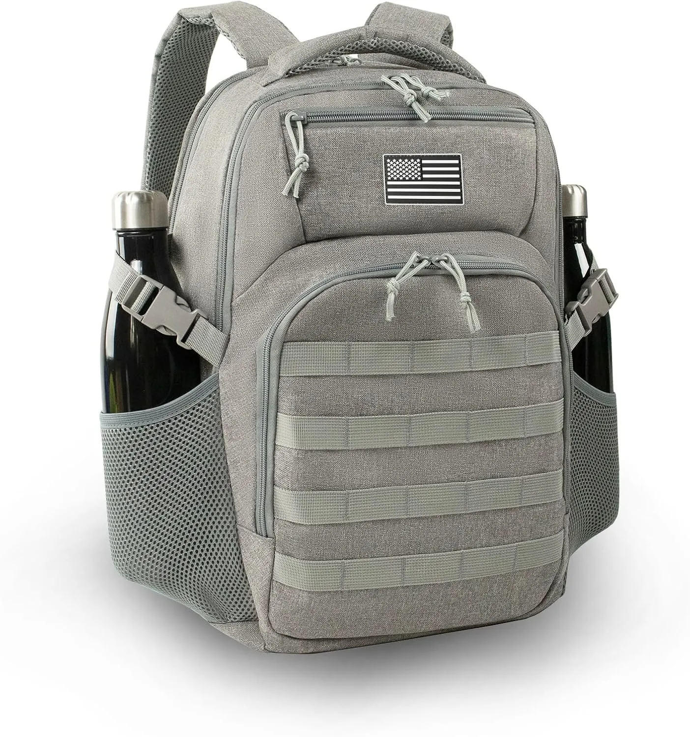 Military Tactical Backpack for Travel Hiking, 30L Backpack for Men and Women with Bottle Holder, Small Laptop Backpack for Work, College Computer Bag Fits 15.6/17 Inch Laptop and Notebook - Gray