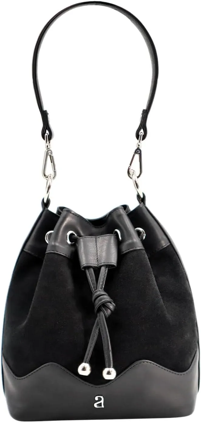 Mini Bucket Bag For Women Girls Genuine Leather Drawstring Handbag Tote Crossbody Hobo Shoulder Bag