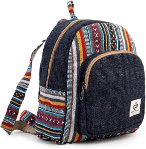 Mini Hemp Backpack Bag - Boho Eco Friendly Unisex Rustic Durable Adjustable Straps Bag by Freakmandu - Blue
