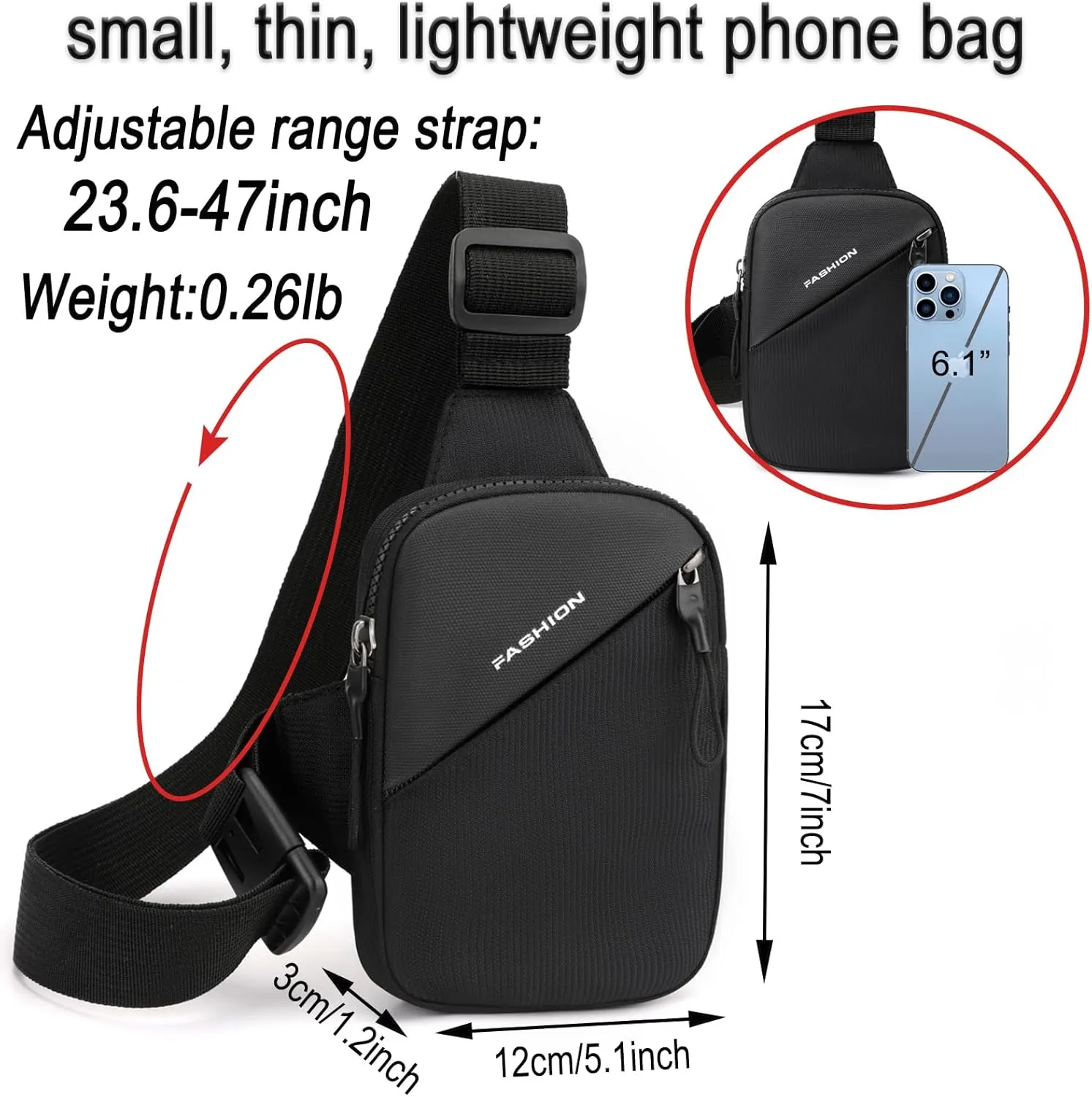 Mini Sling Bag Men Small Crossbody Bag Women Fanny Packs Casual Phone Chest Bag Waterproof Slim Personal Pocket Bag Backpack for Travel Hiking
