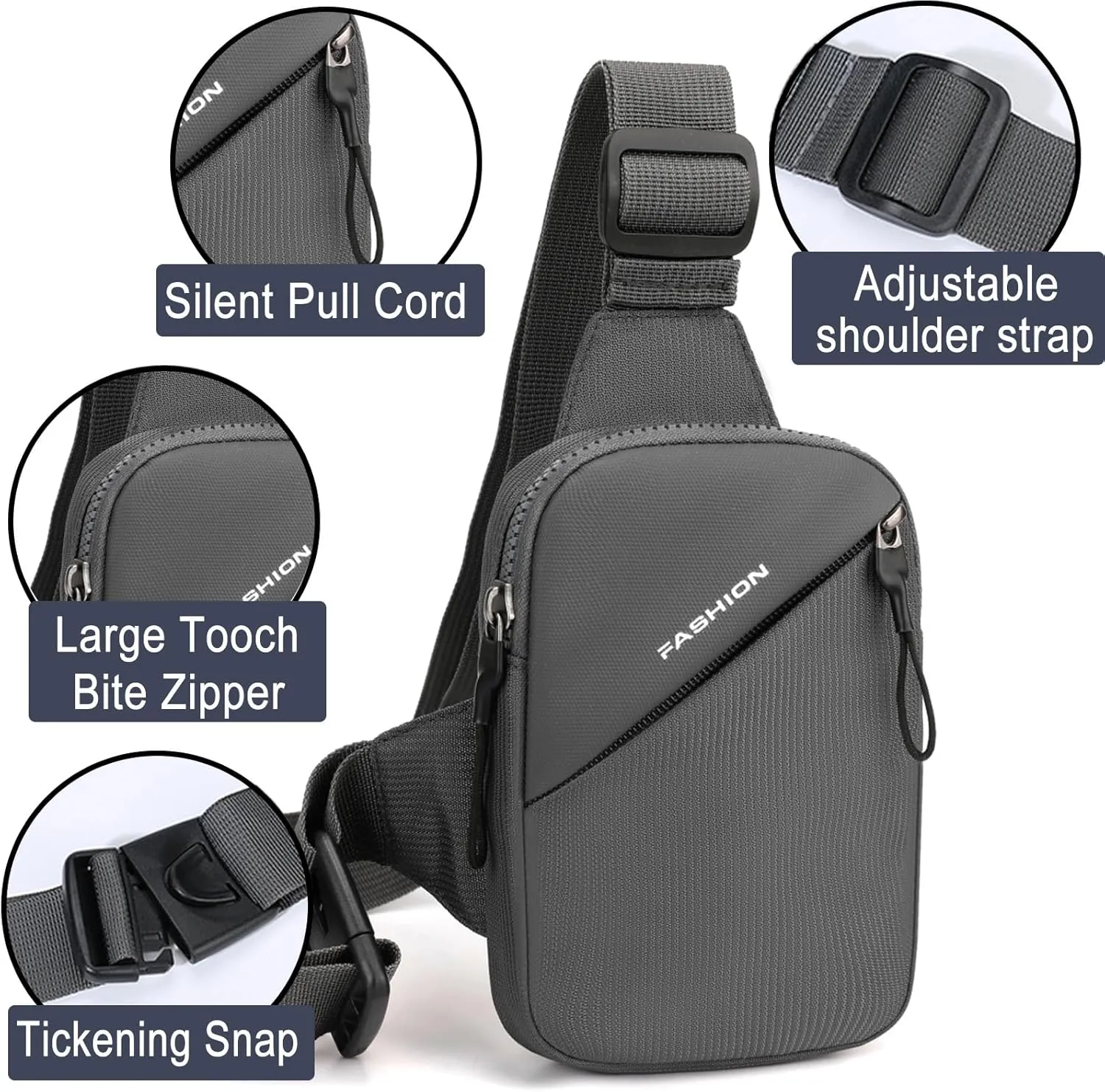 Mini Sling Bag Men Small Crossbody Bag Women Fanny Packs Casual Phone Chest Bag Waterproof Slim Personal Pocket Bag Backpack for Travel Hiking