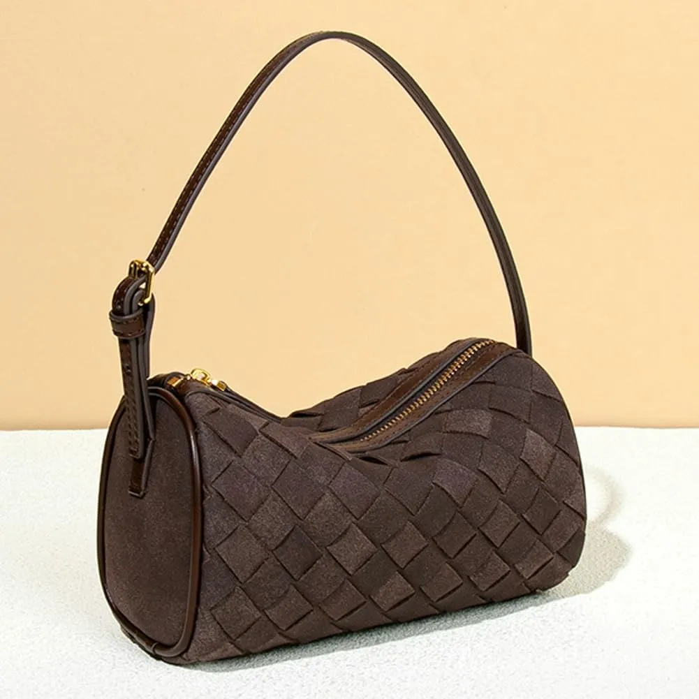 Mini Woven Bag Small Cute Suede Woven Tote Bag for Women Top-handle Shoulder Bag Summer Hobo Satchels Handbag Underarm