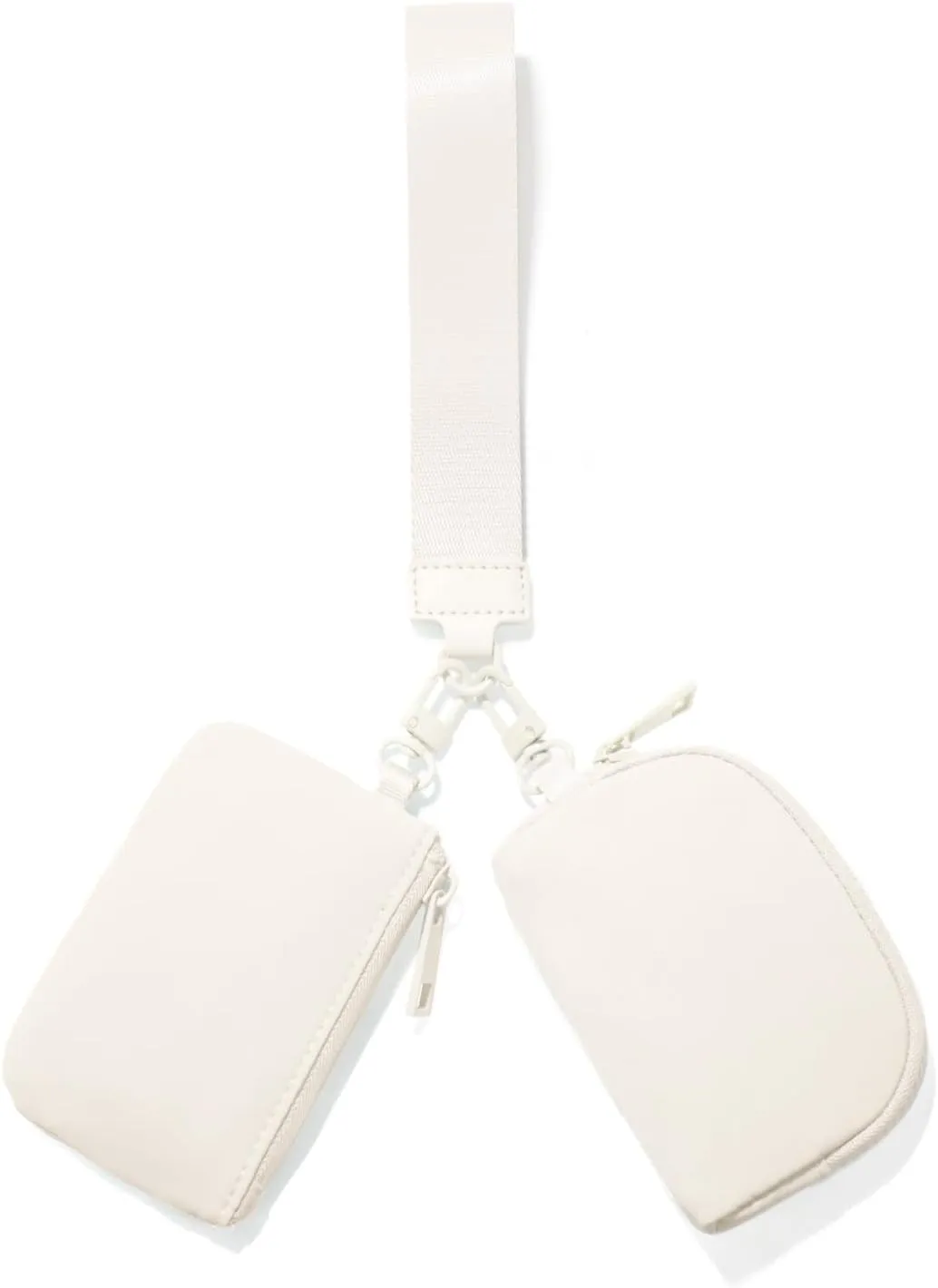 Mini Zip Around Wristlet Wallets for Women Small Portable Coin Purse Dual Pouch Keychain Wristlet Gifts for Women Travel Sports Outdoors (Beige)