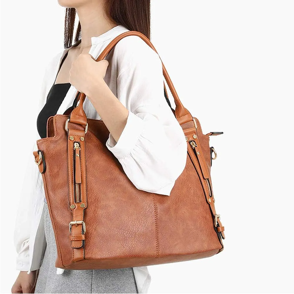 MINTEGRA Women Handbags Hobo Shoulder Bags Tote Large Capacity PU Leather Crossbody Bags