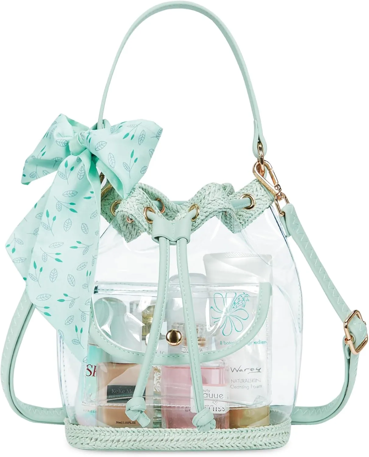 Missnine Clear Bag for Stadium Approved, Clear Crossbody Bucket Bag Transparent PVC Purse for Women, Concert Stadium Events