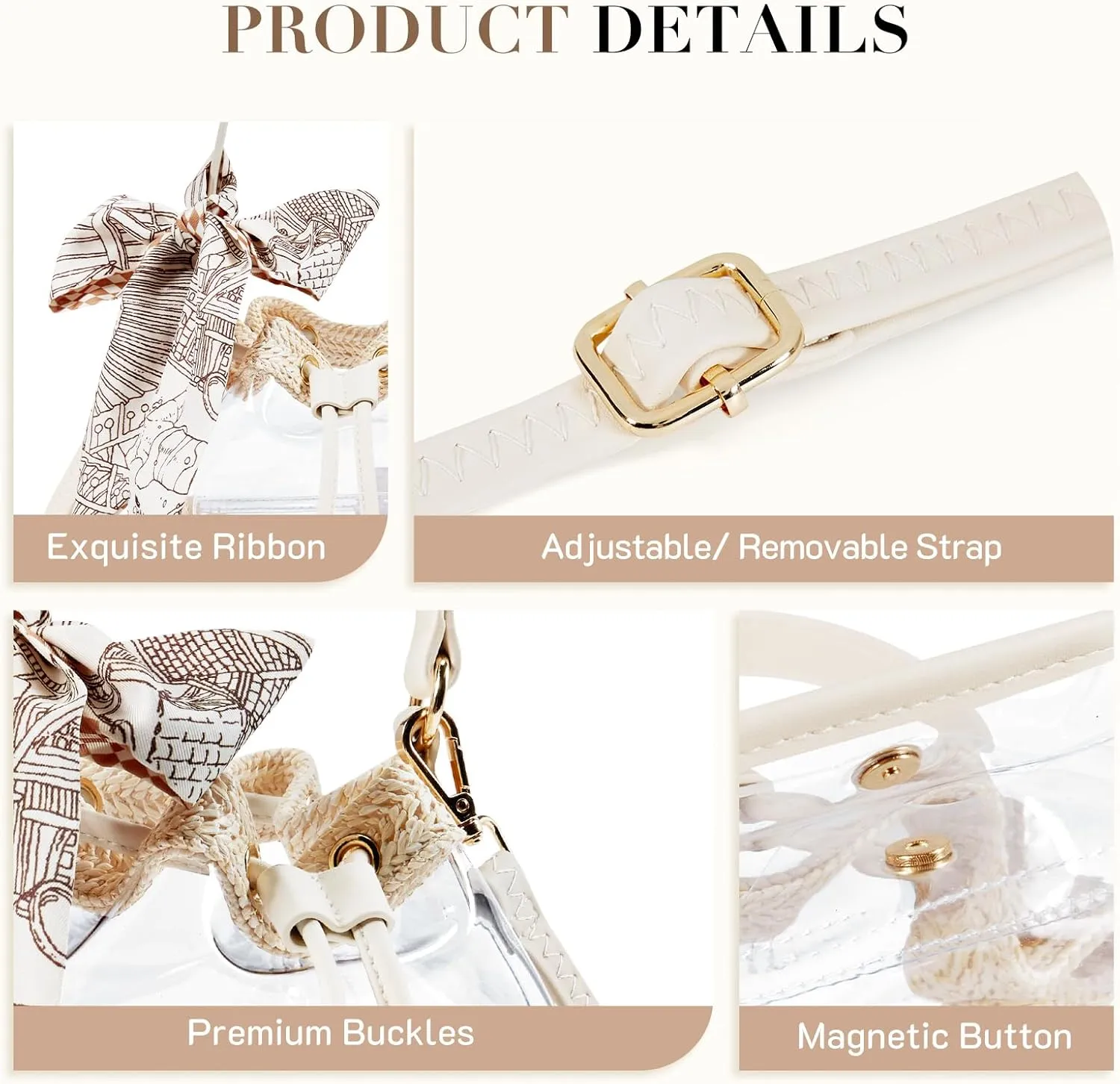 Missnine Clear Bag for Stadium Approved, Clear Crossbody Bucket Bag Transparent PVC Purse for Women, Concert Stadium Events