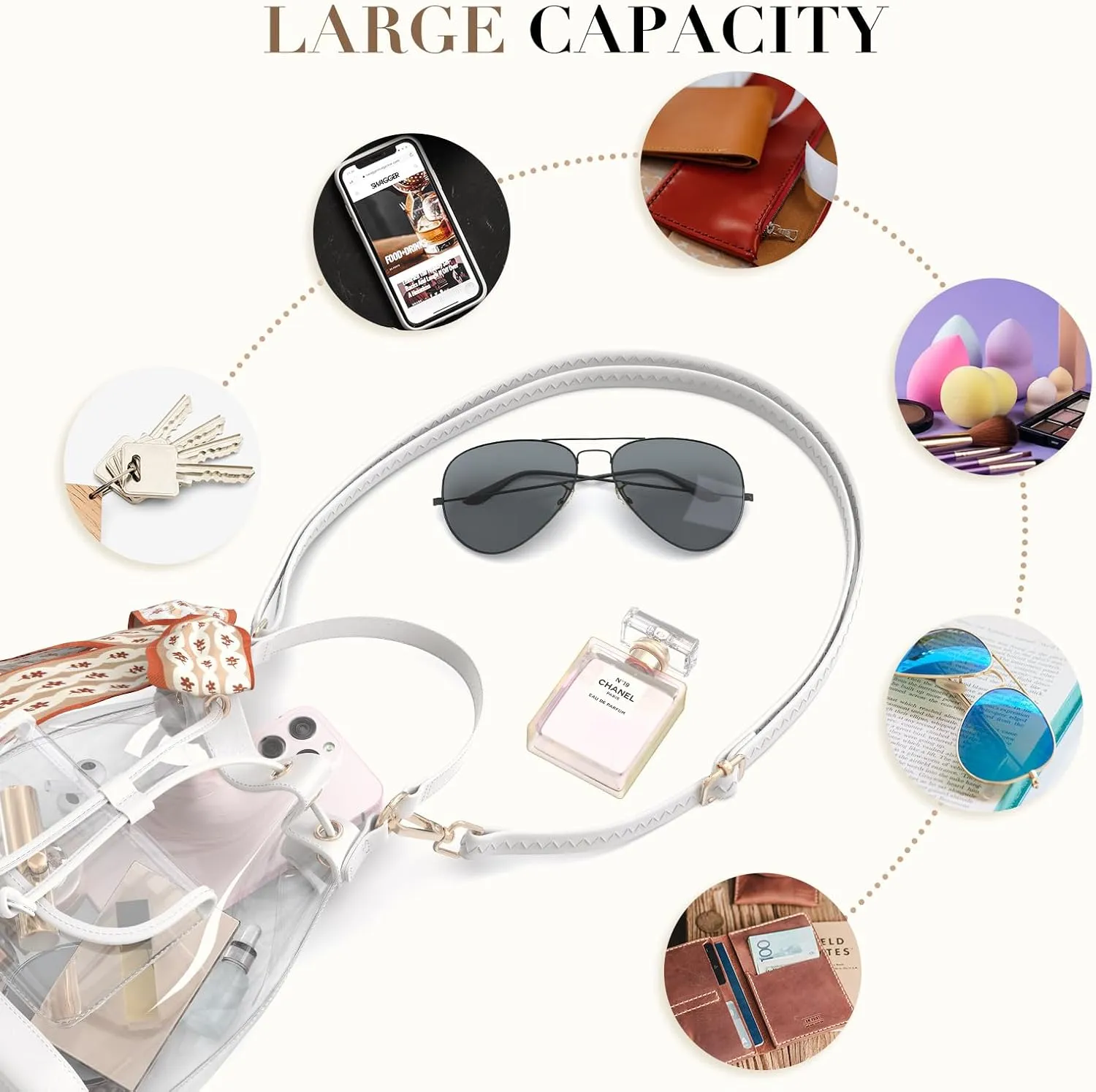 Missnine Clear Bag for Stadium Approved, Clear Crossbody Bucket Bag Transparent PVC Purse for Women, Concert Stadium Events