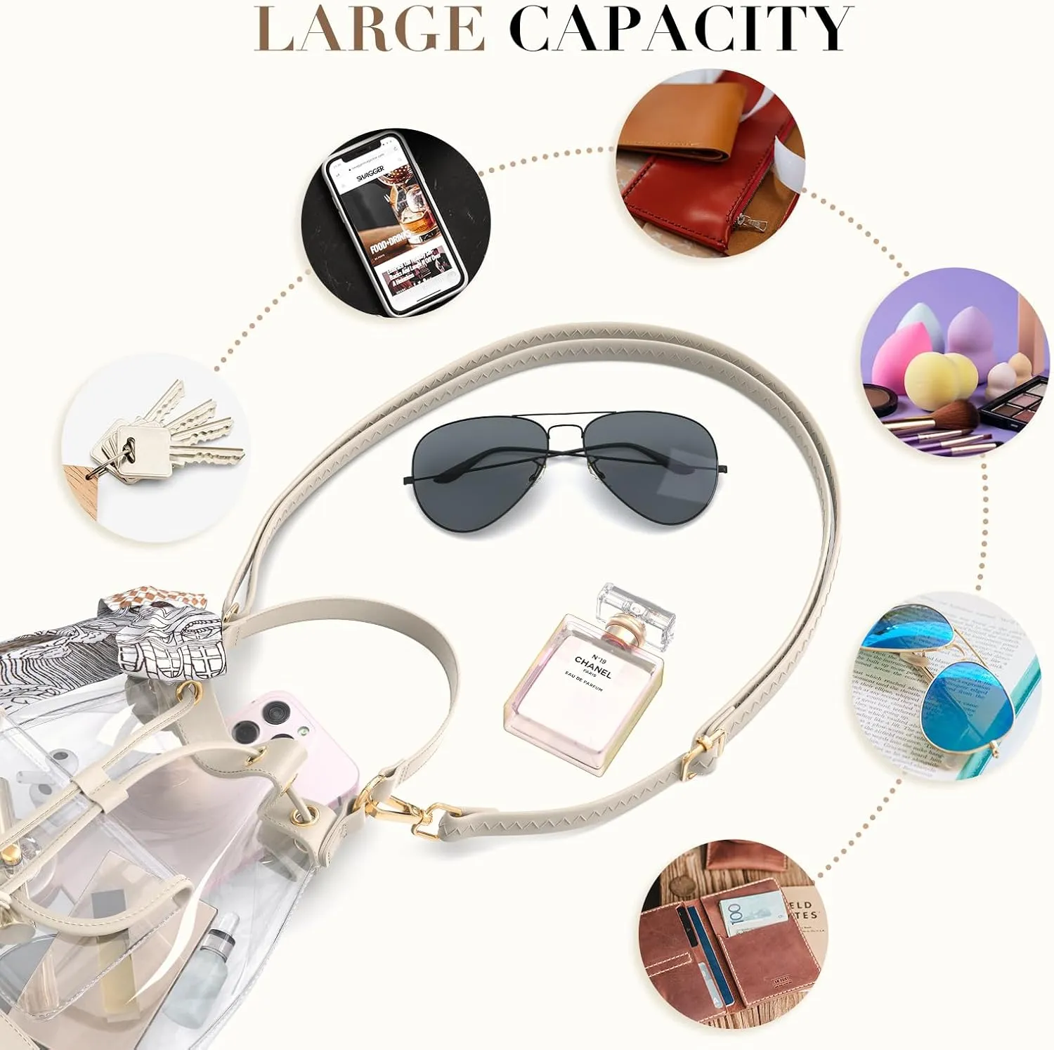 Missnine Clear Bag for Stadium Approved, Clear Crossbody Bucket Bag Transparent PVC Purse for Women, Concert Stadium Events