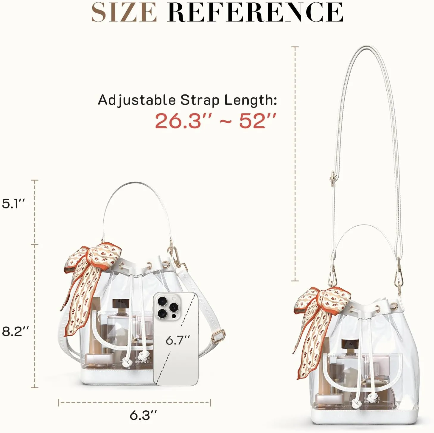 Missnine Clear Bag for Stadium Approved, Clear Crossbody Bucket Bag Transparent PVC Purse for Women, Concert Stadium Events