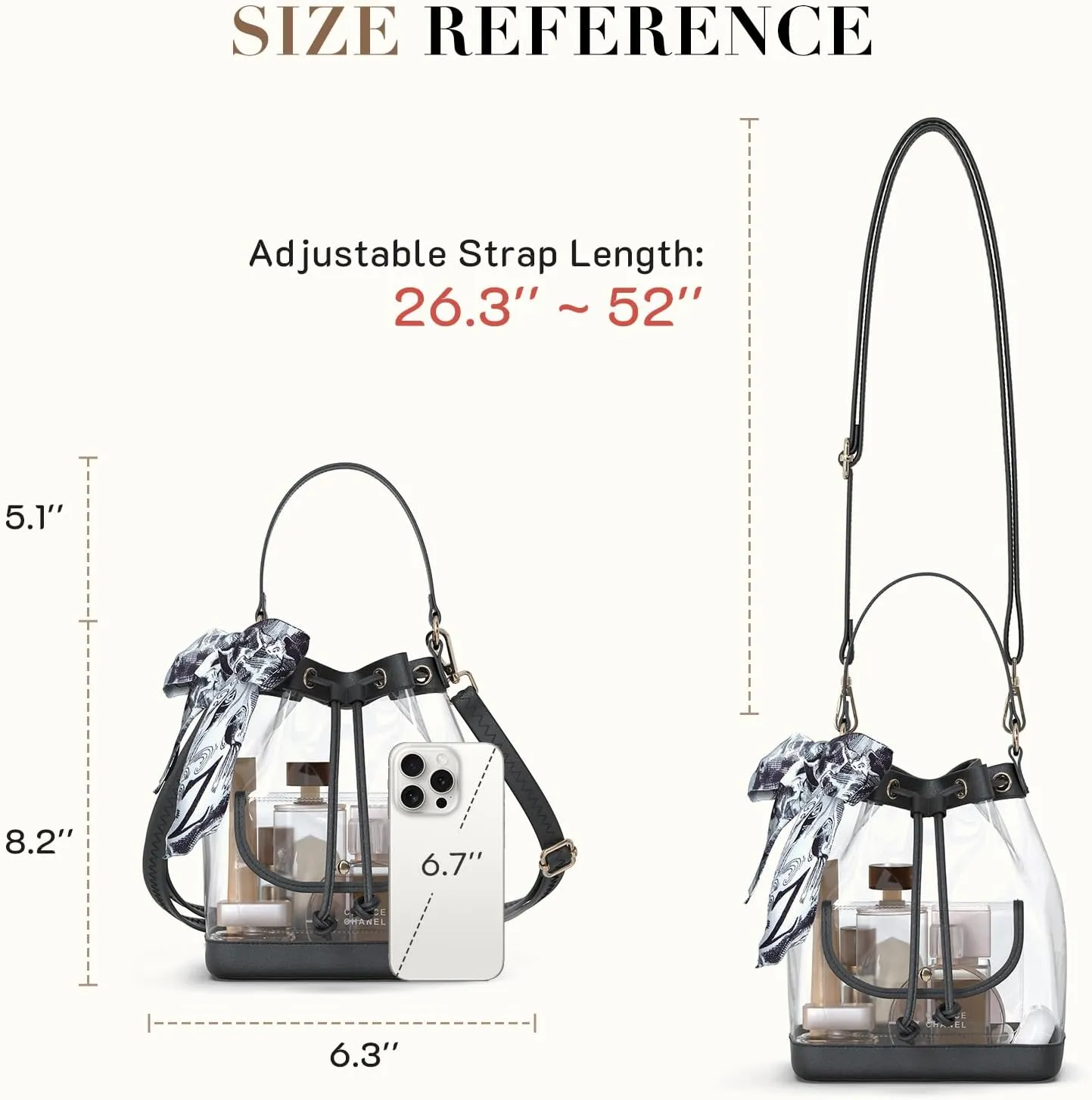 Missnine Clear Bag for Stadium Approved, Clear Crossbody Bucket Bag Transparent PVC Purse for Women, Concert Stadium Events