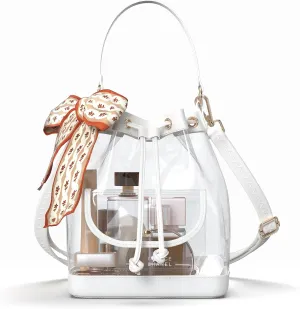 Missnine Clear Bag for Stadium Approved, Clear Crossbody Bucket Bag Transparent PVC Purse for Women, Concert Stadium Events