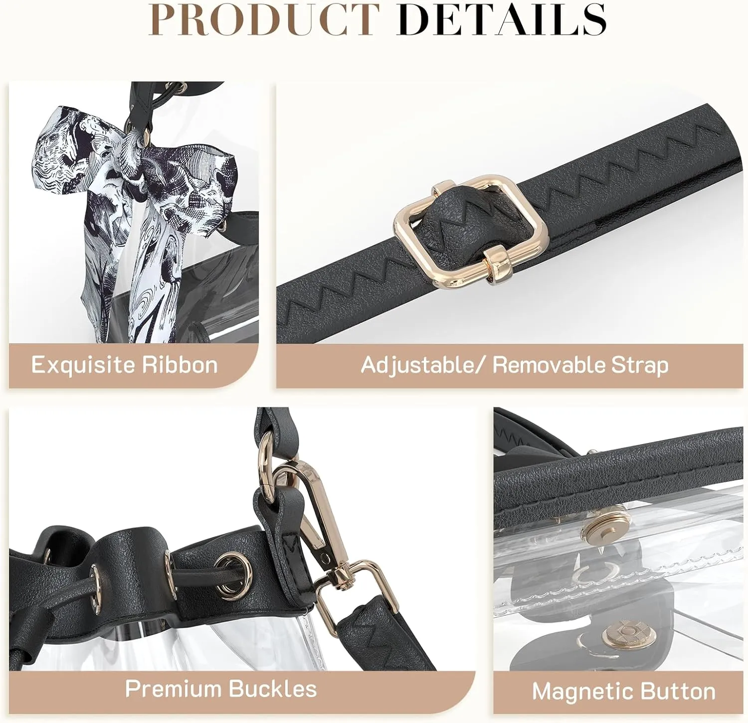Missnine Clear Bag for Stadium Approved, Clear Crossbody Bucket Bag Transparent PVC Purse for Women, Concert Stadium Events