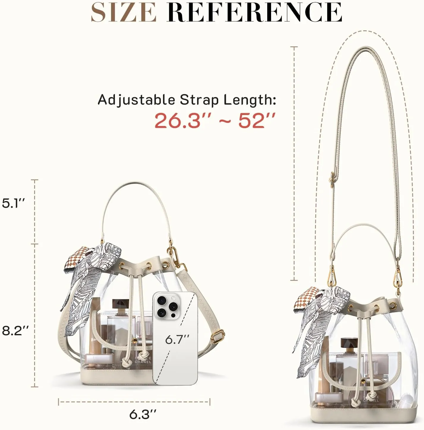 Missnine Clear Bag for Stadium Approved, Clear Crossbody Bucket Bag Transparent PVC Purse for Women, Concert Stadium Events