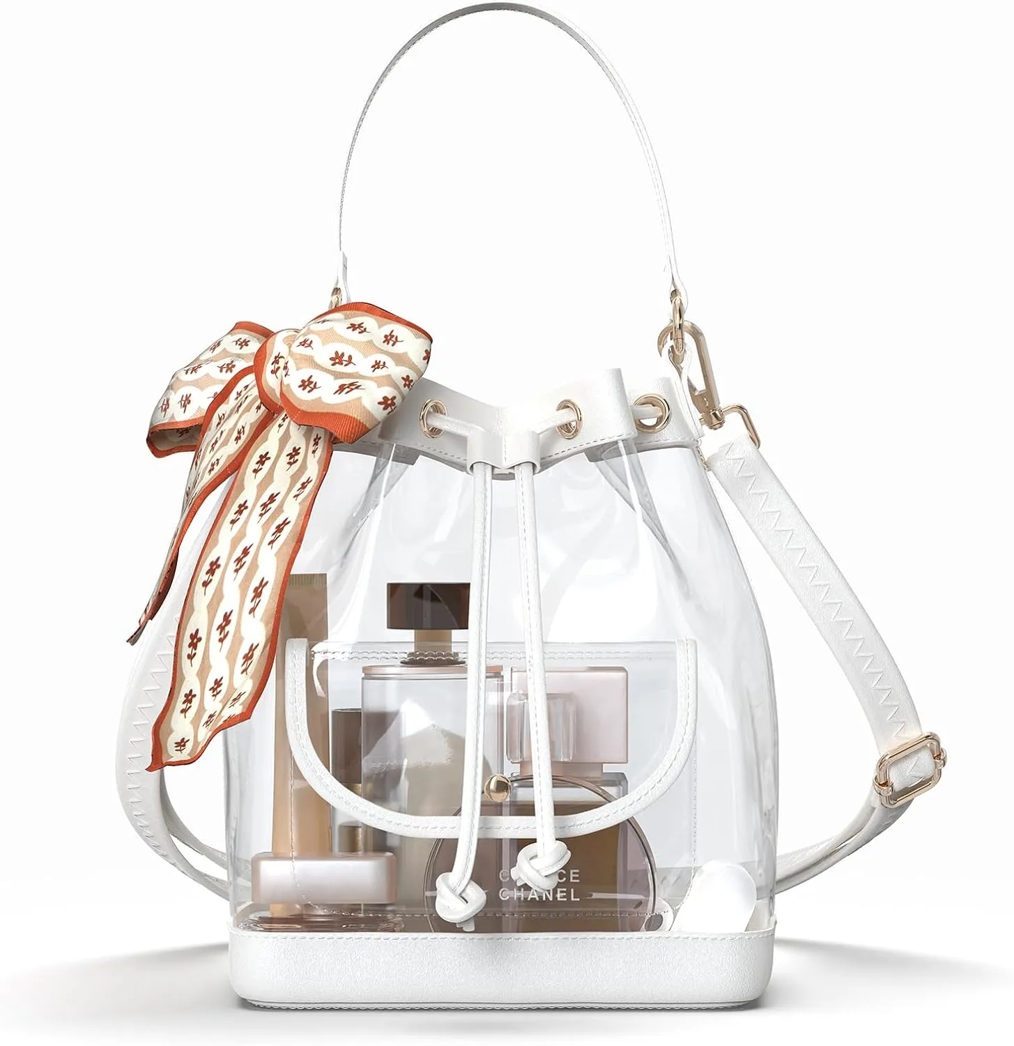 Missnine Clear Bag for Stadium Approved, Clear Crossbody Bucket Bag Transparent PVC Purse for Women, Concert Stadium Events