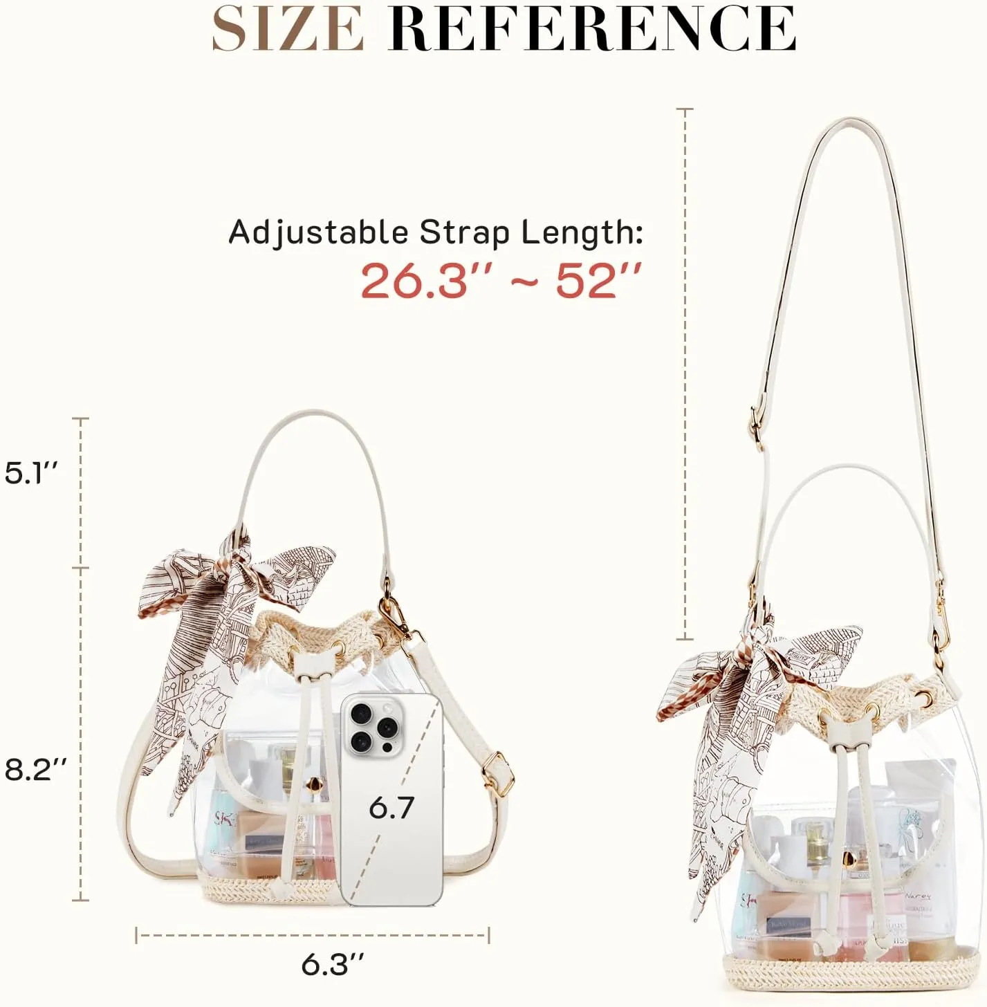 Missnine Clear Bag for Stadium Approved, Clear Crossbody Bucket Bag Transparent PVC Purse for Women, Concert Stadium Events