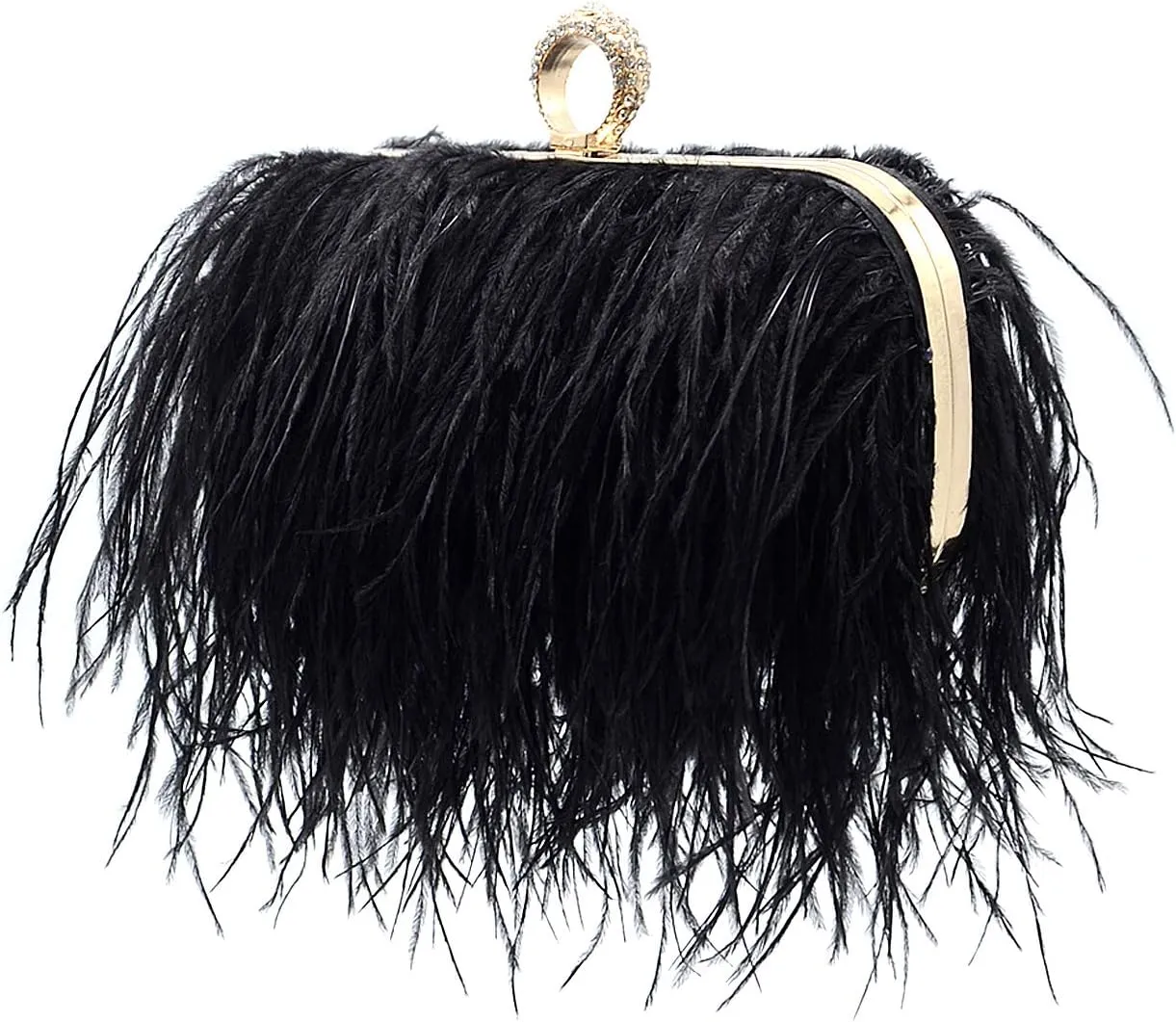 Miuco Women Feather Clutch Purse Shoulder Crossbody Bag Evening Handbags