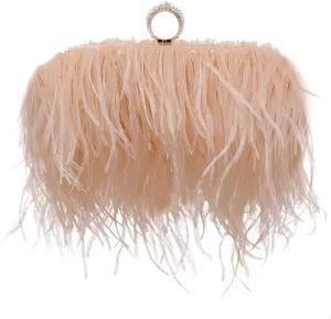 Miuco Women Feather Clutch Purse Shoulder Crossbody Bag Evening Handbags
