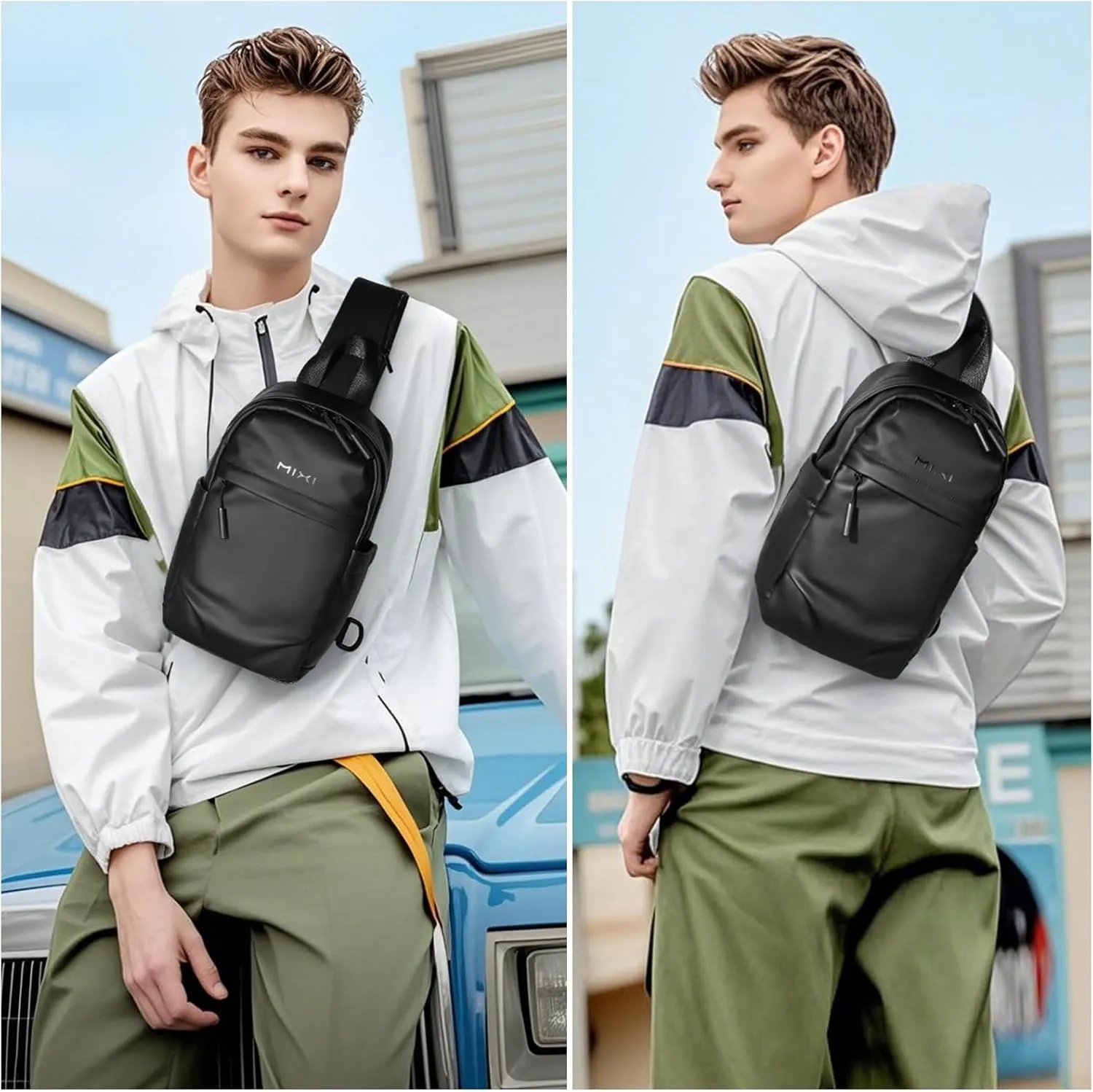 mixi EliteSeries Sling Bag Small Casual Daypack Crossbody Chest Bag One Shoulder Travel Backpack Waterproof Lightweight Versatile-11 Inch, Black