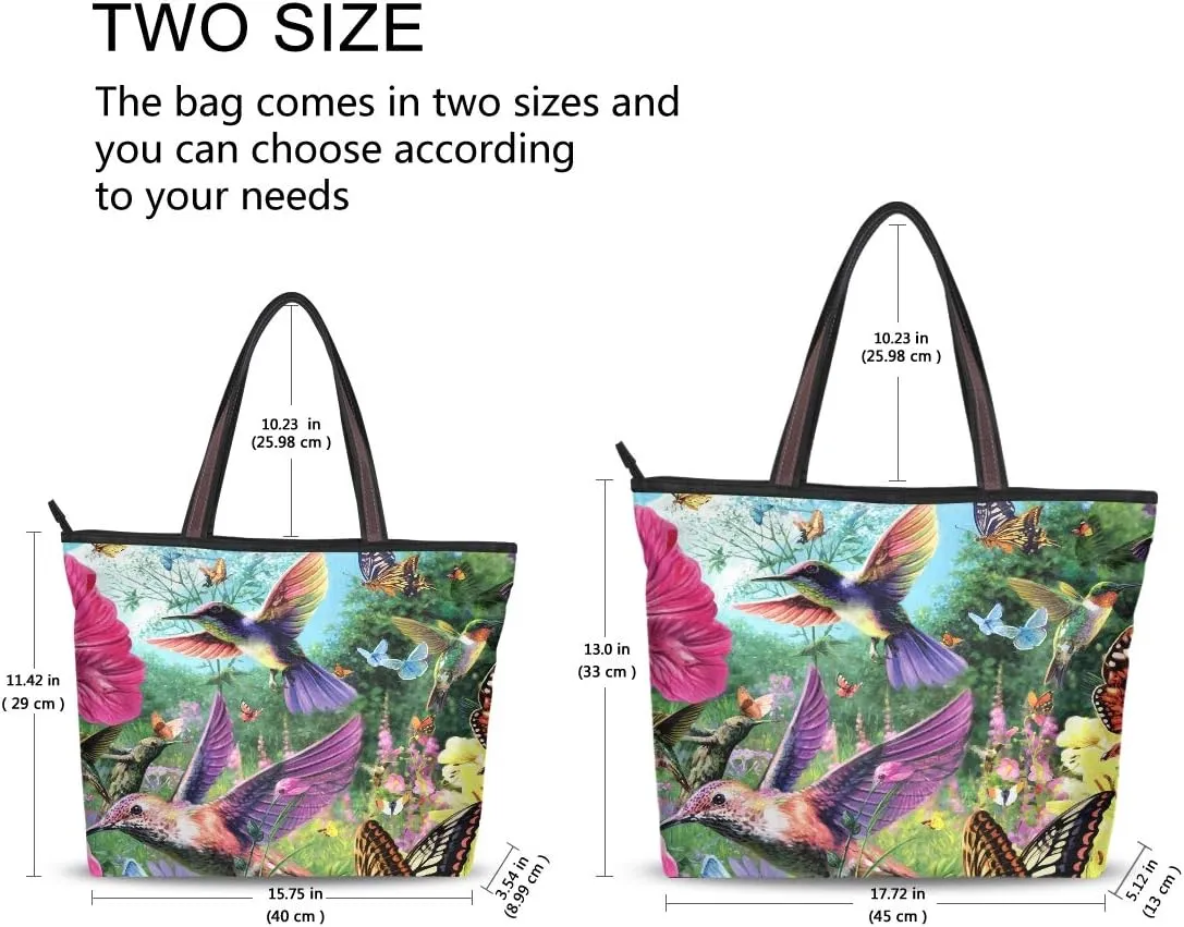 MNSRUU Ladies Tote Bags Polyester Zippered Tote Shoulder Bag Pattern Purses and Handbags