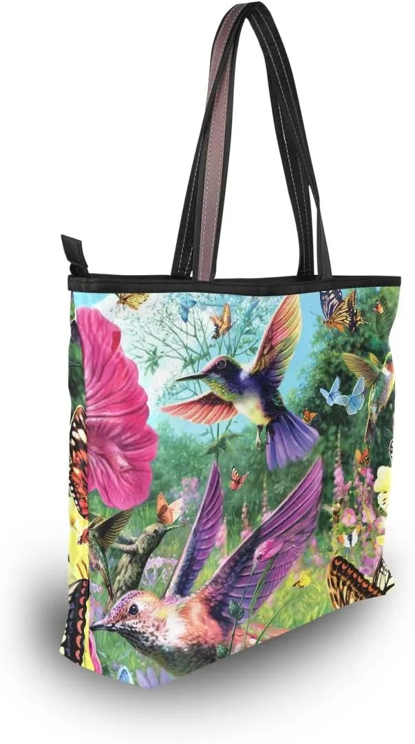 MNSRUU Ladies Tote Bags Polyester Zippered Tote Shoulder Bag Pattern Purses and Handbags