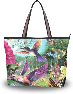 MNSRUU Ladies Tote Bags Polyester Zippered Tote Shoulder Bag Pattern Purses and Handbags
