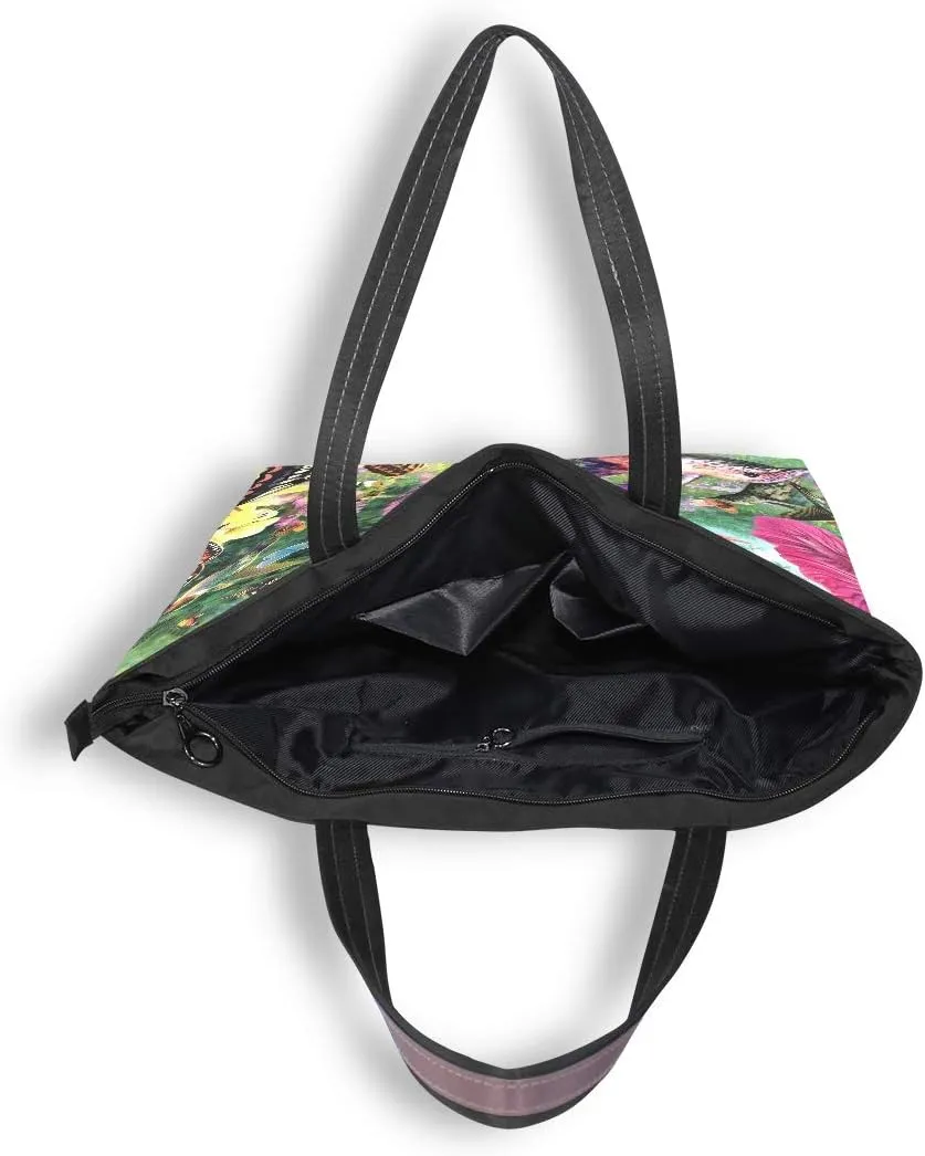MNSRUU Ladies Tote Bags Polyester Zippered Tote Shoulder Bag Pattern Purses and Handbags