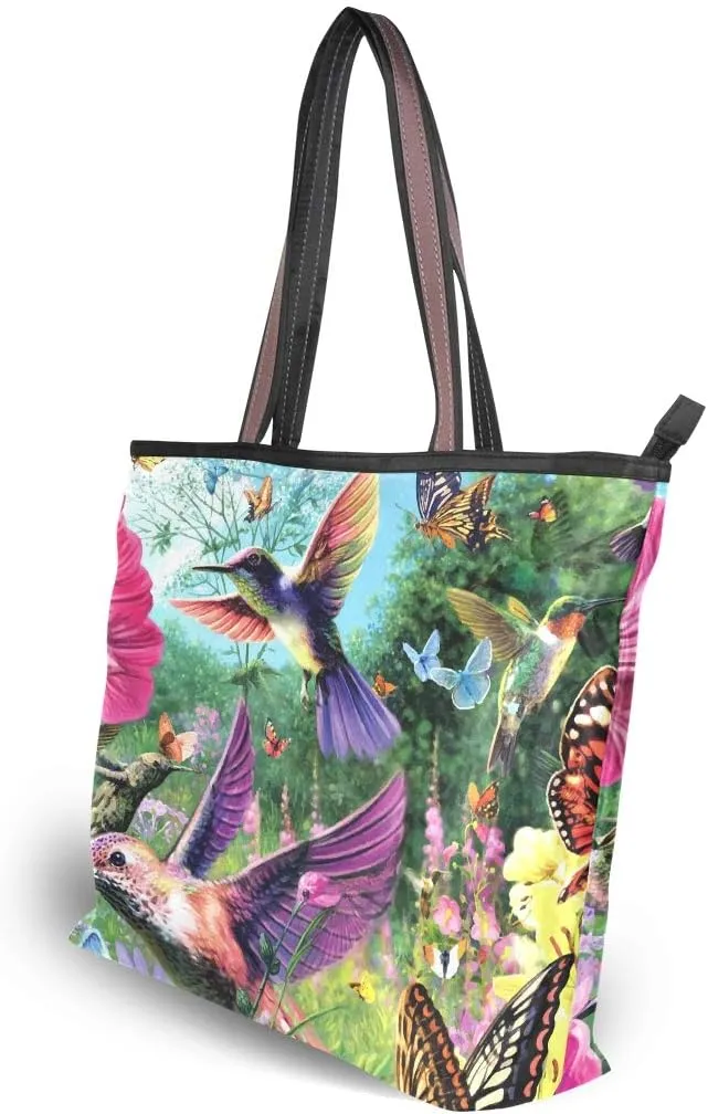 MNSRUU Ladies Tote Bags Polyester Zippered Tote Shoulder Bag Pattern Purses and Handbags