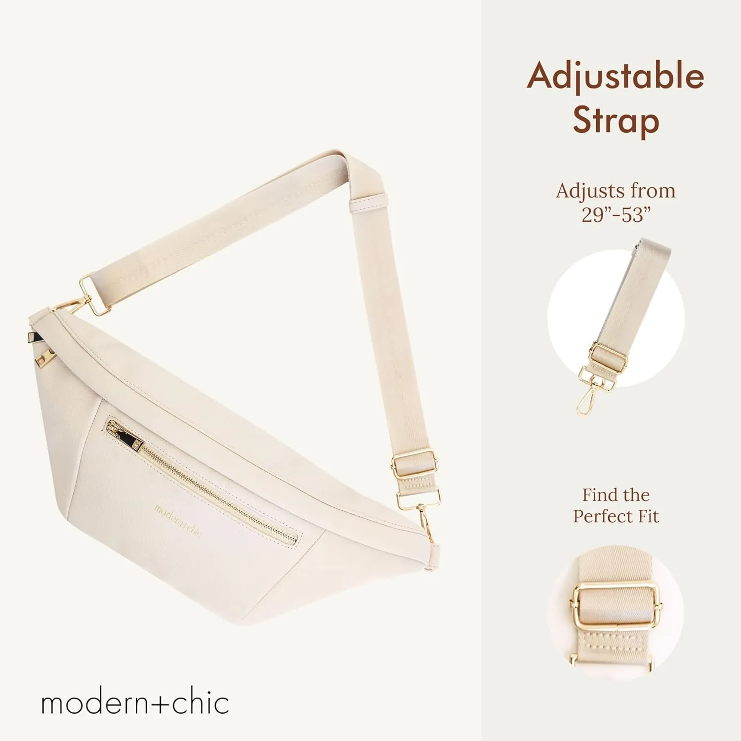 Modern Chic Sling Bags for Women - Presley Oversized Sling Bag, Vegan Leather Crossbody Bag with Strap & Multiple Pockets (Alabaster)