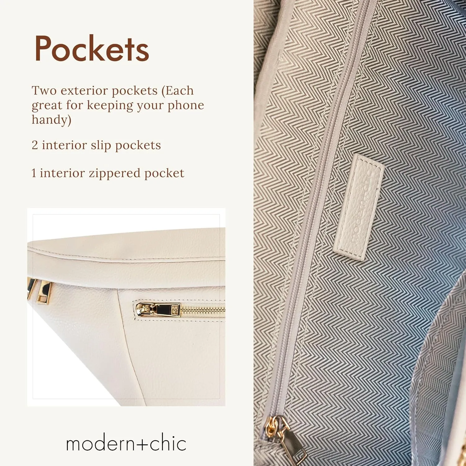 Modern Chic Sling Bags for Women - Presley Oversized Sling Bag, Vegan Leather Crossbody Bag with Strap & Multiple Pockets (Alabaster)