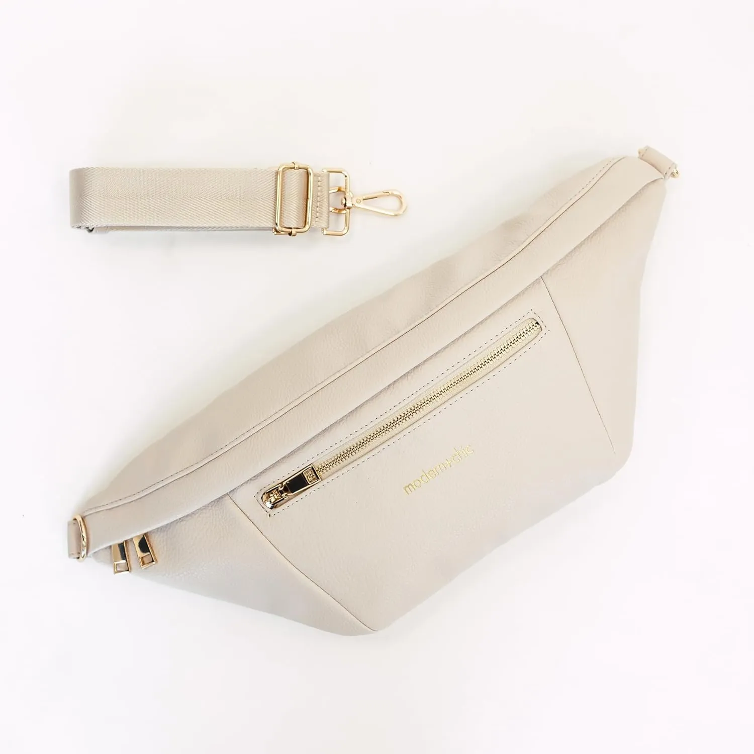 Modern Chic Sling Bags for Women - Presley Oversized Sling Bag, Vegan Leather Crossbody Bag with Strap & Multiple Pockets (Alabaster)