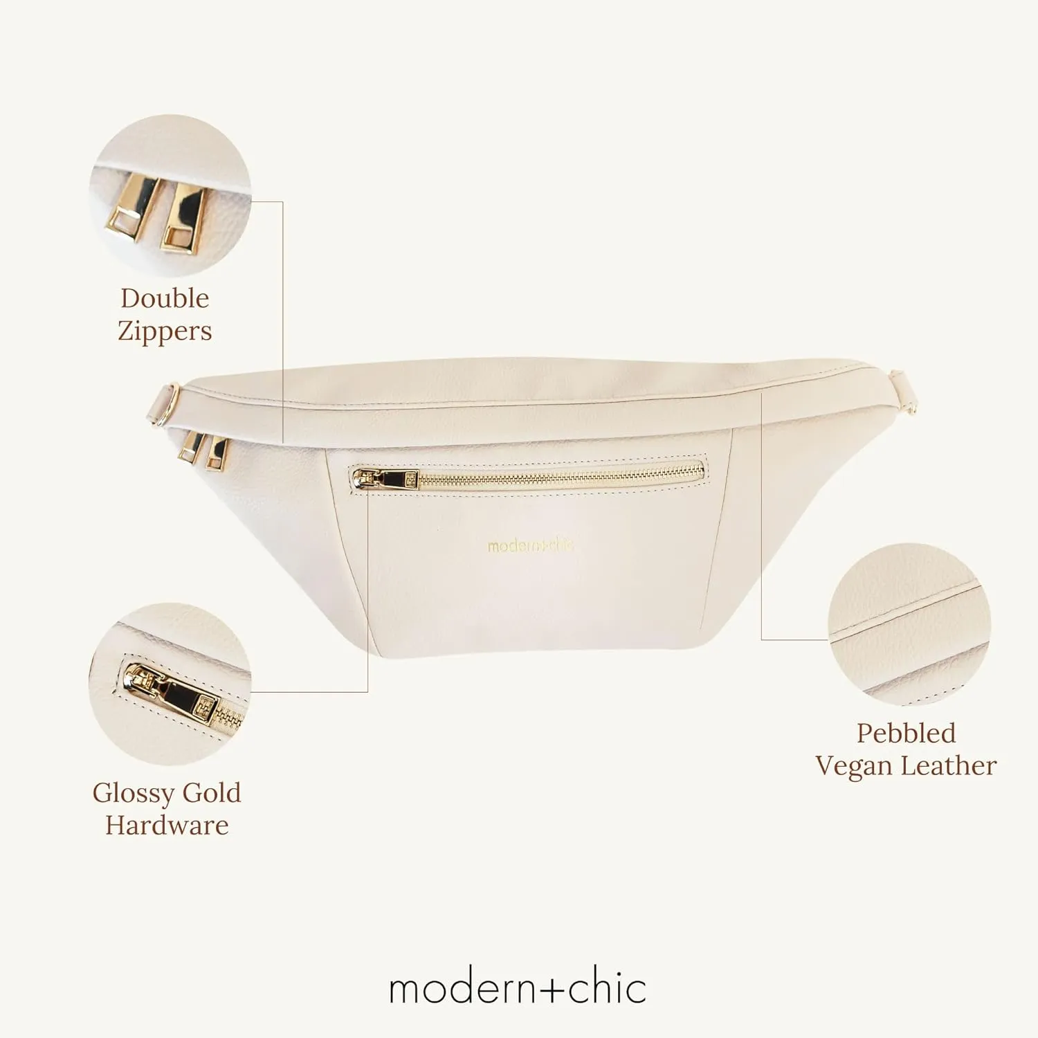 Modern Chic Sling Bags for Women - Presley Oversized Sling Bag, Vegan Leather Crossbody Bag with Strap & Multiple Pockets (Alabaster)