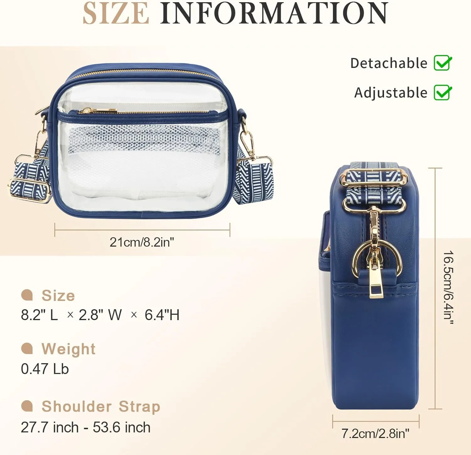 MOMSIV Clear Bag, Stadium Approved Clear Bags with Adjustable Strap Clear Stadium Bag for Women Men Concerts Sports
