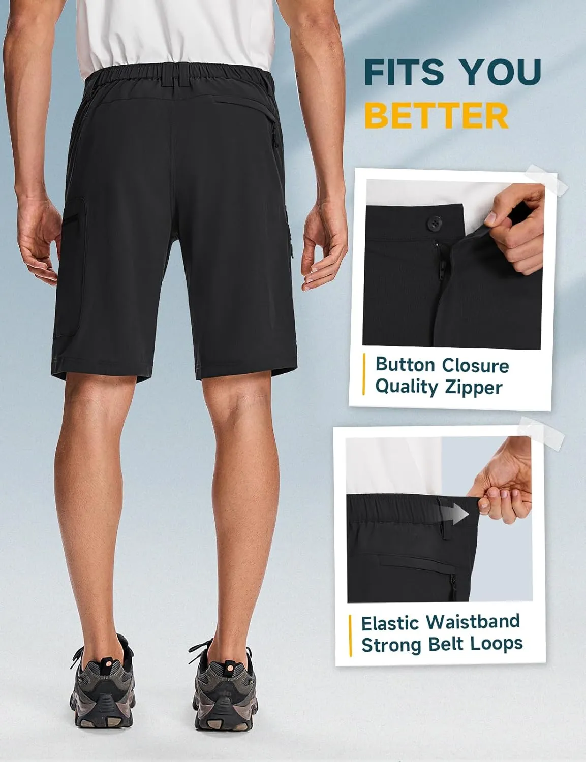 Moosehill Mens Cargo Hiking Shorts Lightweight Water Resistant for Casual Golf Work Tactical Fishing with 6 Pockets