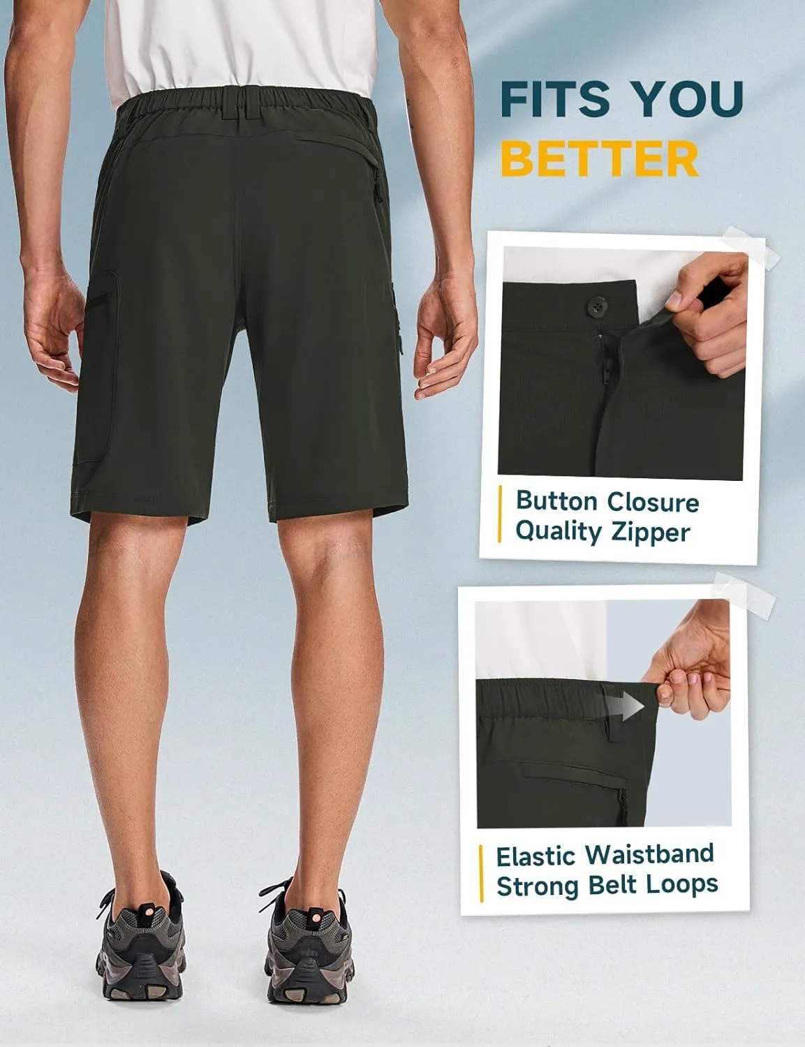 Moosehill Mens Cargo Hiking Shorts Lightweight Water Resistant for Casual Golf Work Tactical Fishing with 6 Pockets