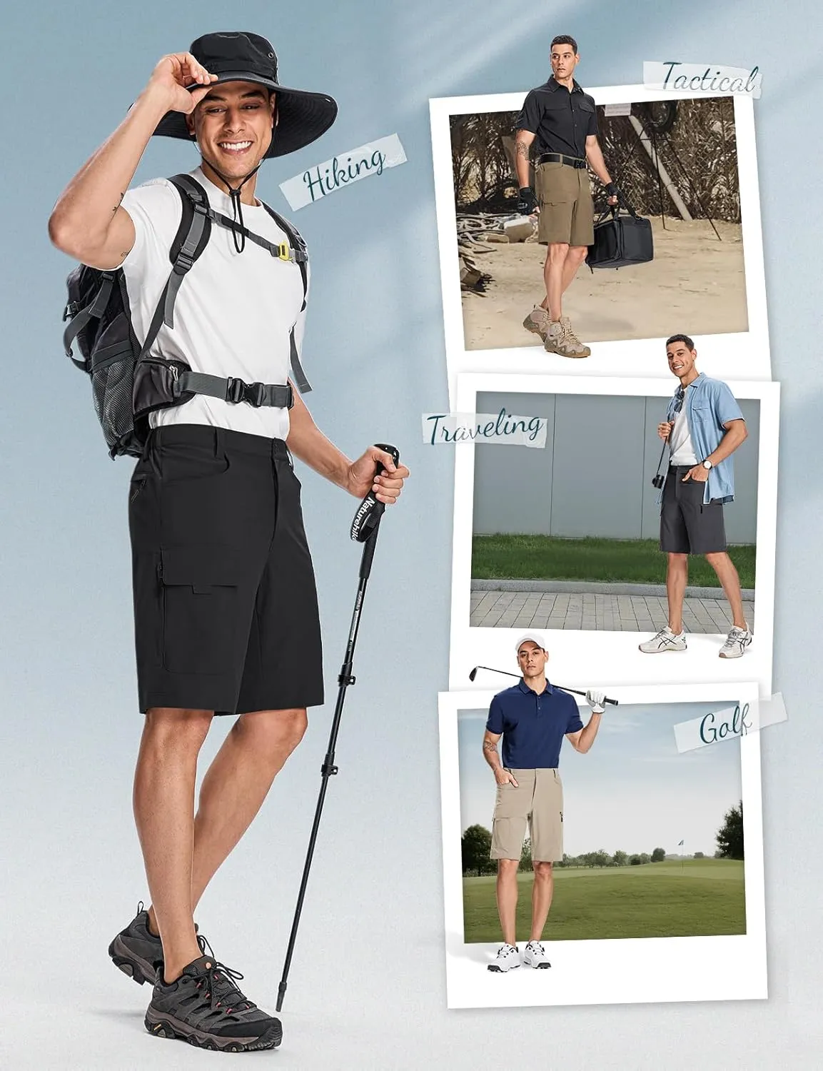 Moosehill Mens Cargo Hiking Shorts Lightweight Water Resistant for Casual Golf Work Tactical Fishing with 6 Pockets