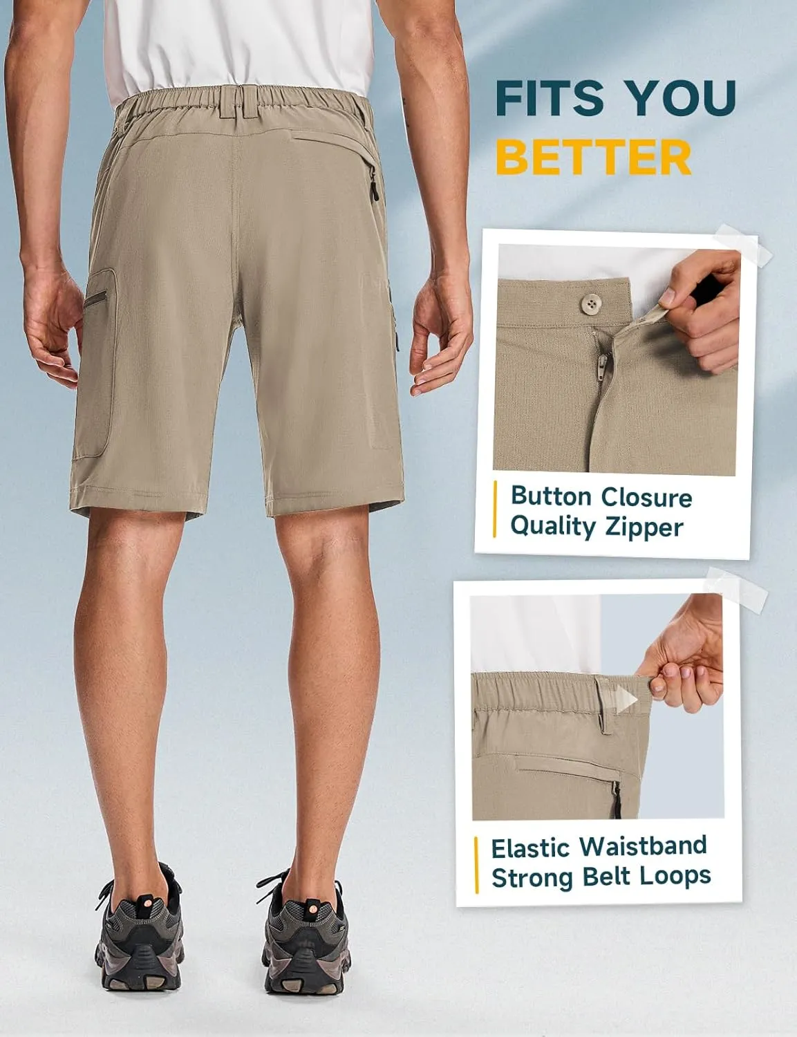 Moosehill Mens Cargo Hiking Shorts Lightweight Water Resistant for Casual Golf Work Tactical Fishing with 6 Pockets