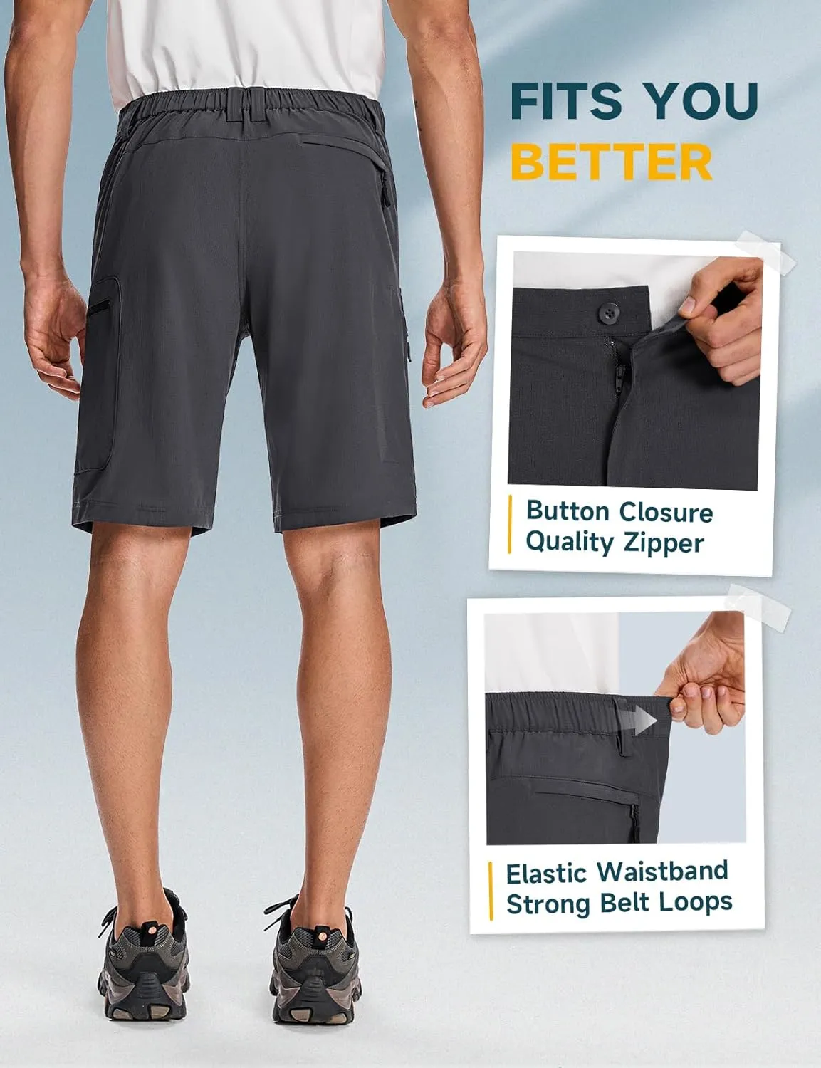 Moosehill Mens Cargo Hiking Shorts Lightweight Water Resistant for Casual Golf Work Tactical Fishing with 6 Pockets
