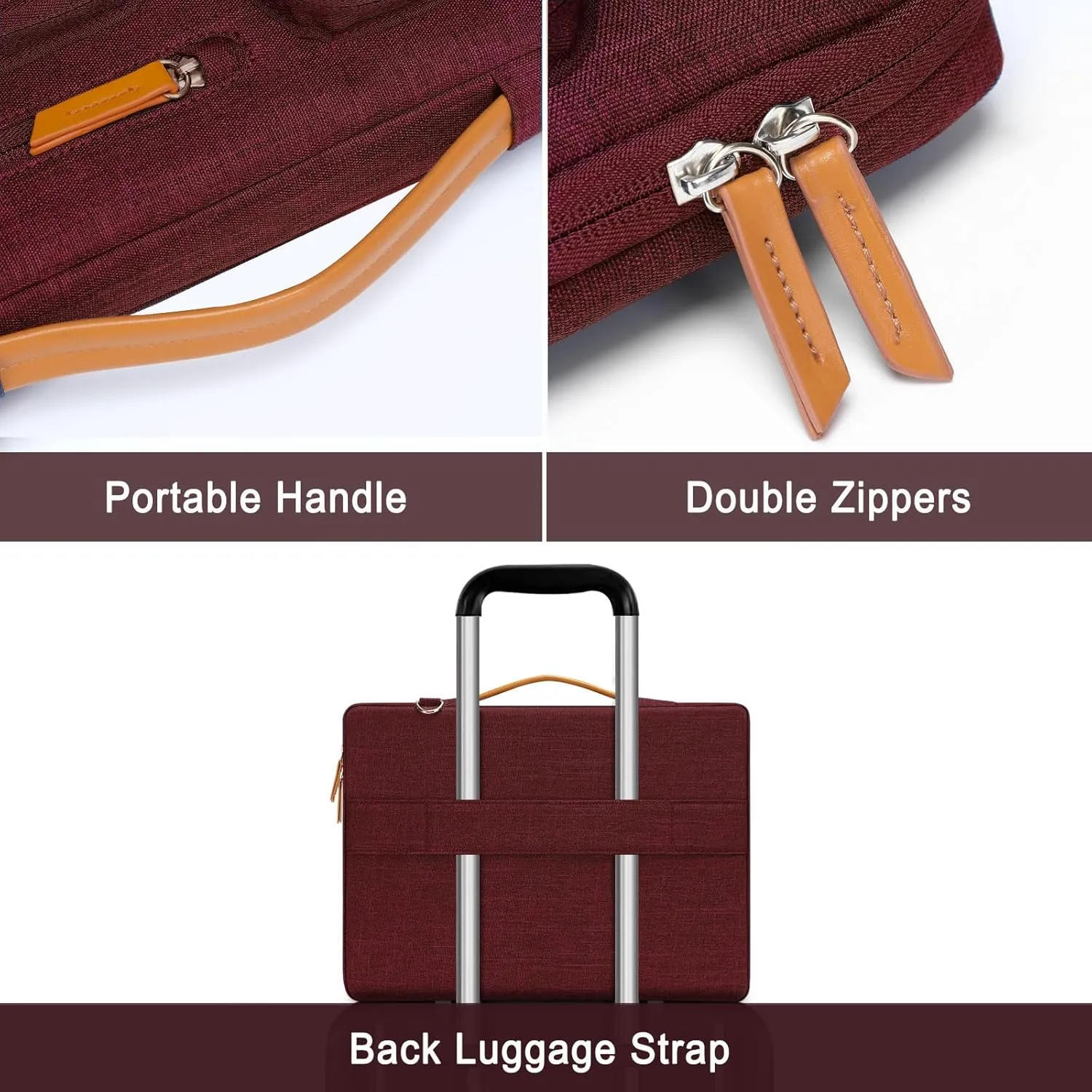 MOSISO 360 Protective Laptop Shoulder Bag,17-17.3 inch Computer Bags Compatible with MacBook, HP, Dell, Lenovo, Asus Notebook,Side Open Messenger Bag with 4 Zipper Pockets, Wine Red
