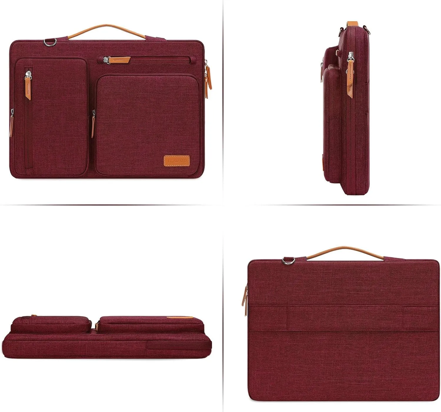 MOSISO 360 Protective Laptop Shoulder Bag,17-17.3 inch Computer Bags Compatible with MacBook, HP, Dell, Lenovo, Asus Notebook,Side Open Messenger Bag with 4 Zipper Pockets, Wine Red