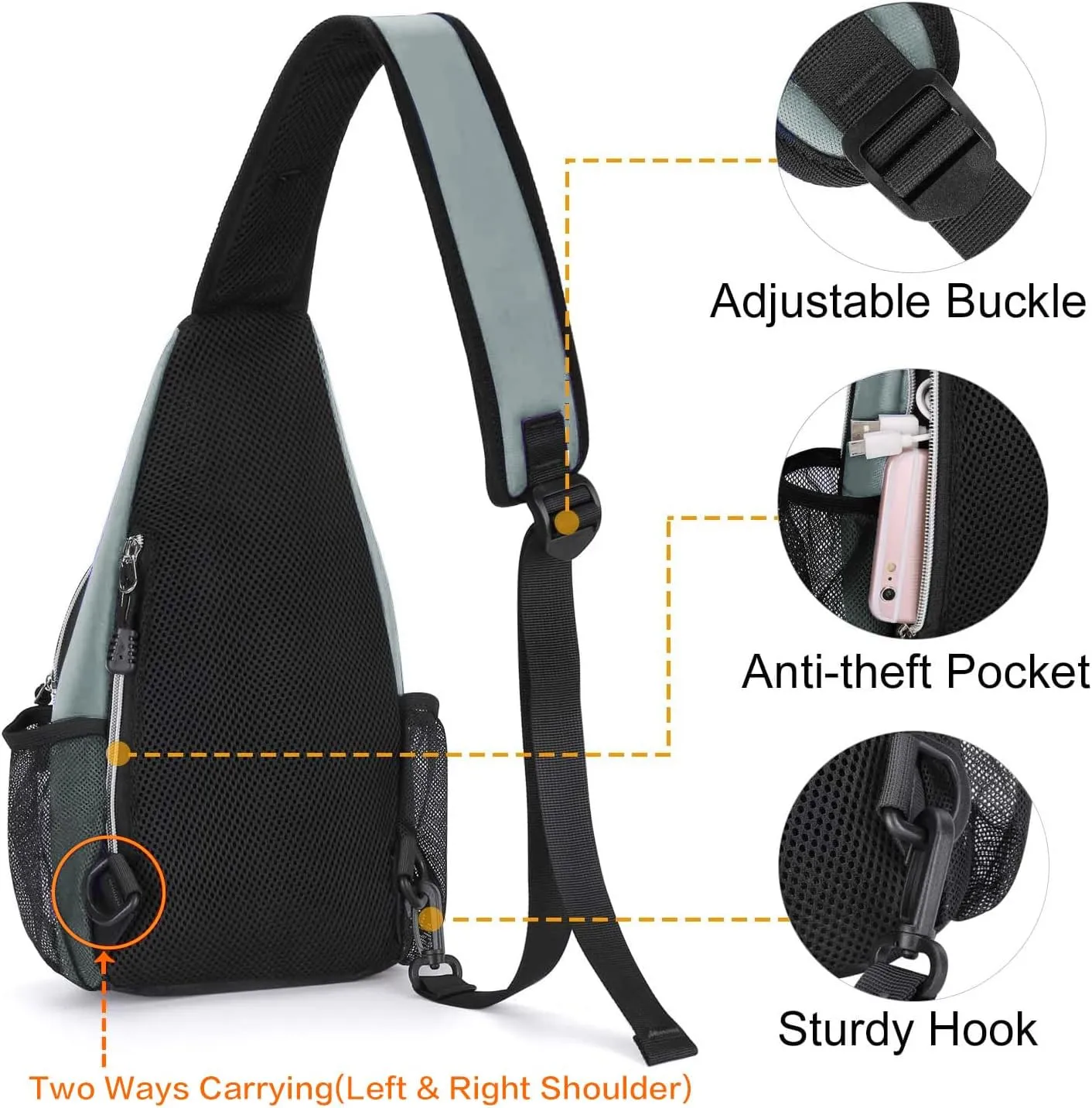 MOSISO Mini Sling Backpack,Small Hiking Daypack Travel Outdoor Casual Sports Bag