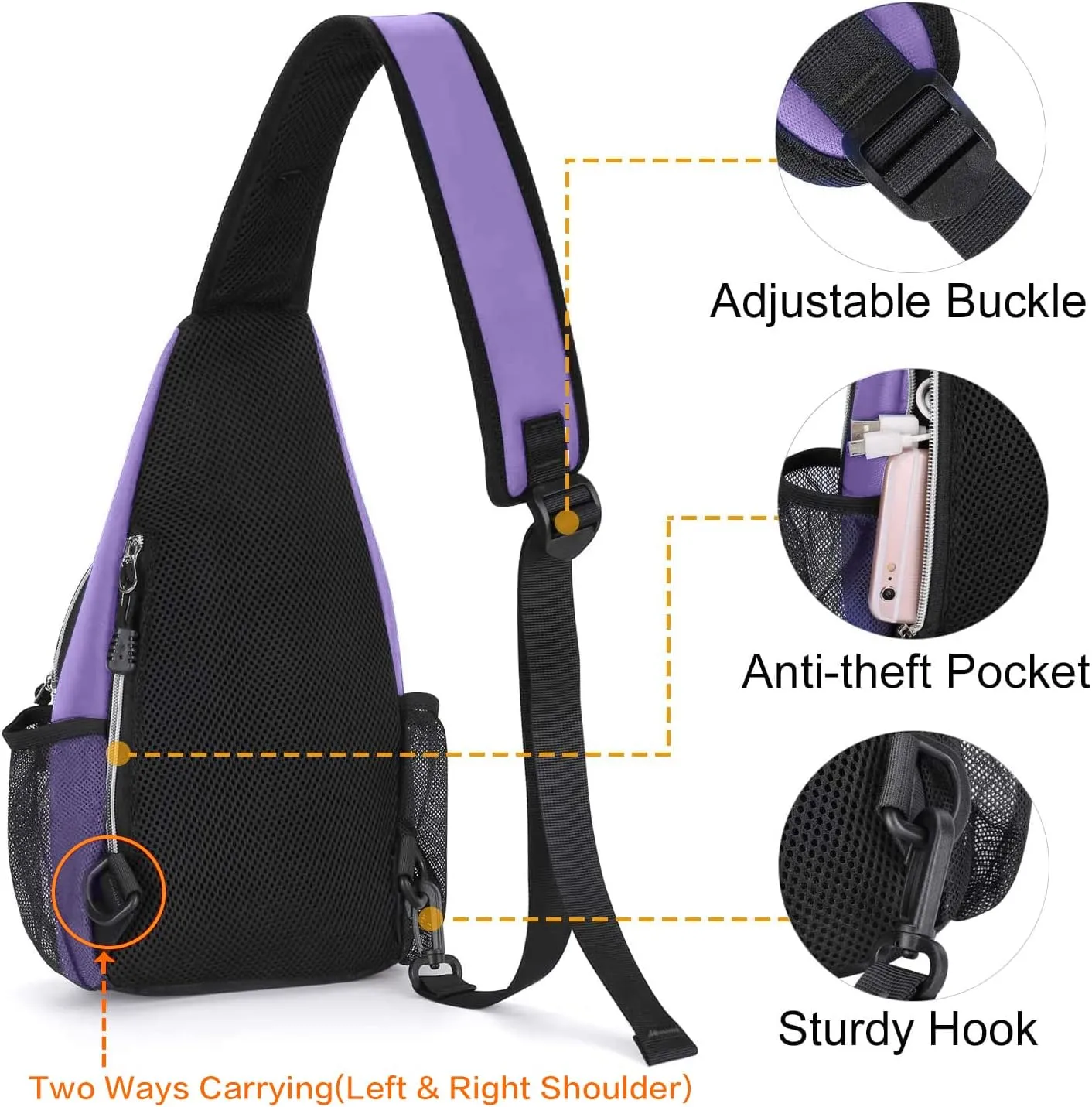 MOSISO Mini Sling Backpack,Small Hiking Daypack Travel Outdoor Casual Sports Bag