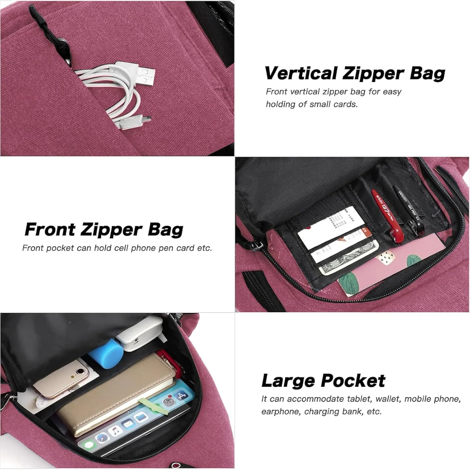 MOSISO Sling Backpack,Canvas Crossbody Hiking Daypack Bag with Anti-theft Pocket