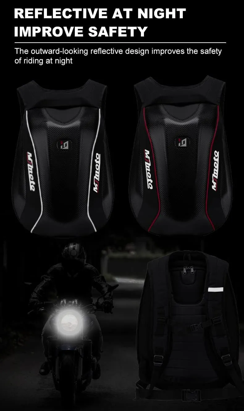 Motorcycle Backpacks for Men Helmet Bags Waterproof hard shell 30-48L Expandable Storage Travel Bag Luggage (Black) (Red)