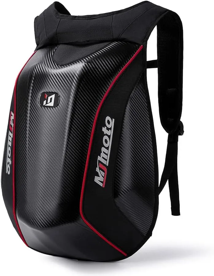 Motorcycle Backpacks for Men Helmet Bags Waterproof hard shell 30-48L Expandable Storage Travel Bag Luggage (Black) (Red)