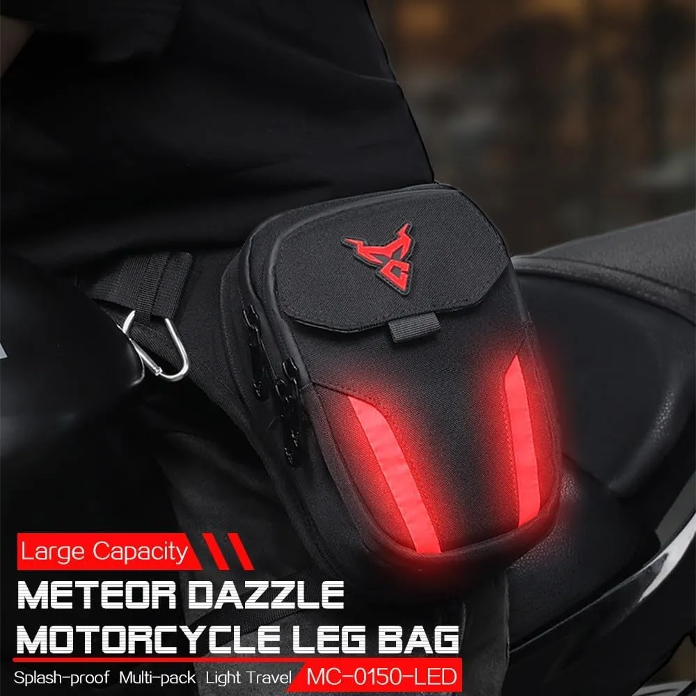 Motorcycle Leg Bag Thigh Belt Hip Bum Waterproof Ride Cycling Biker Waist Bag Fanny Pack Moto Travel Hiking Pocket (Red)