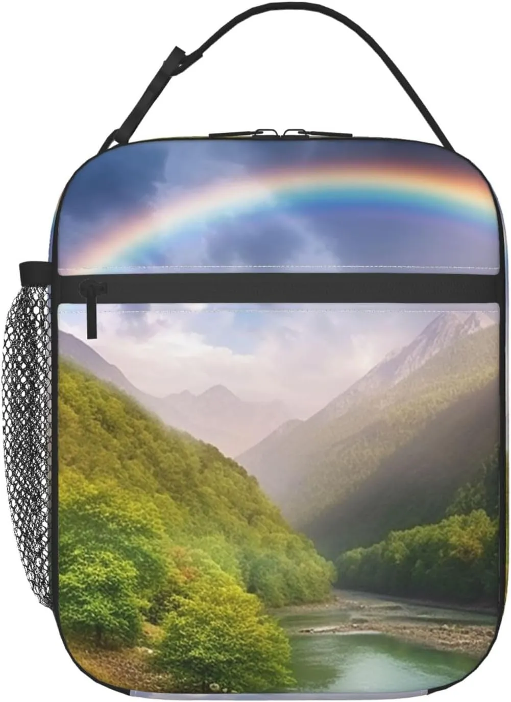 Mountain Valley with Rainbow Lunch Bag for Women Men Adult Insulated Lunch Box Reusable Leakproof Lunch Tote Bags Large Capacity Cooler Lunch Container Portable Lunchbox for Work Travel