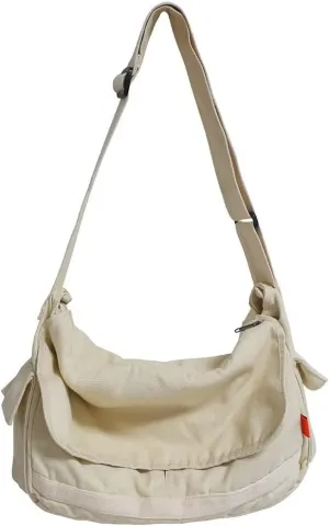 Mudono Messenger Satchel for Women Canvas Hobo Crossbody Purse Large Multi Pockets Shoulder Bag Travel Everyday Purse