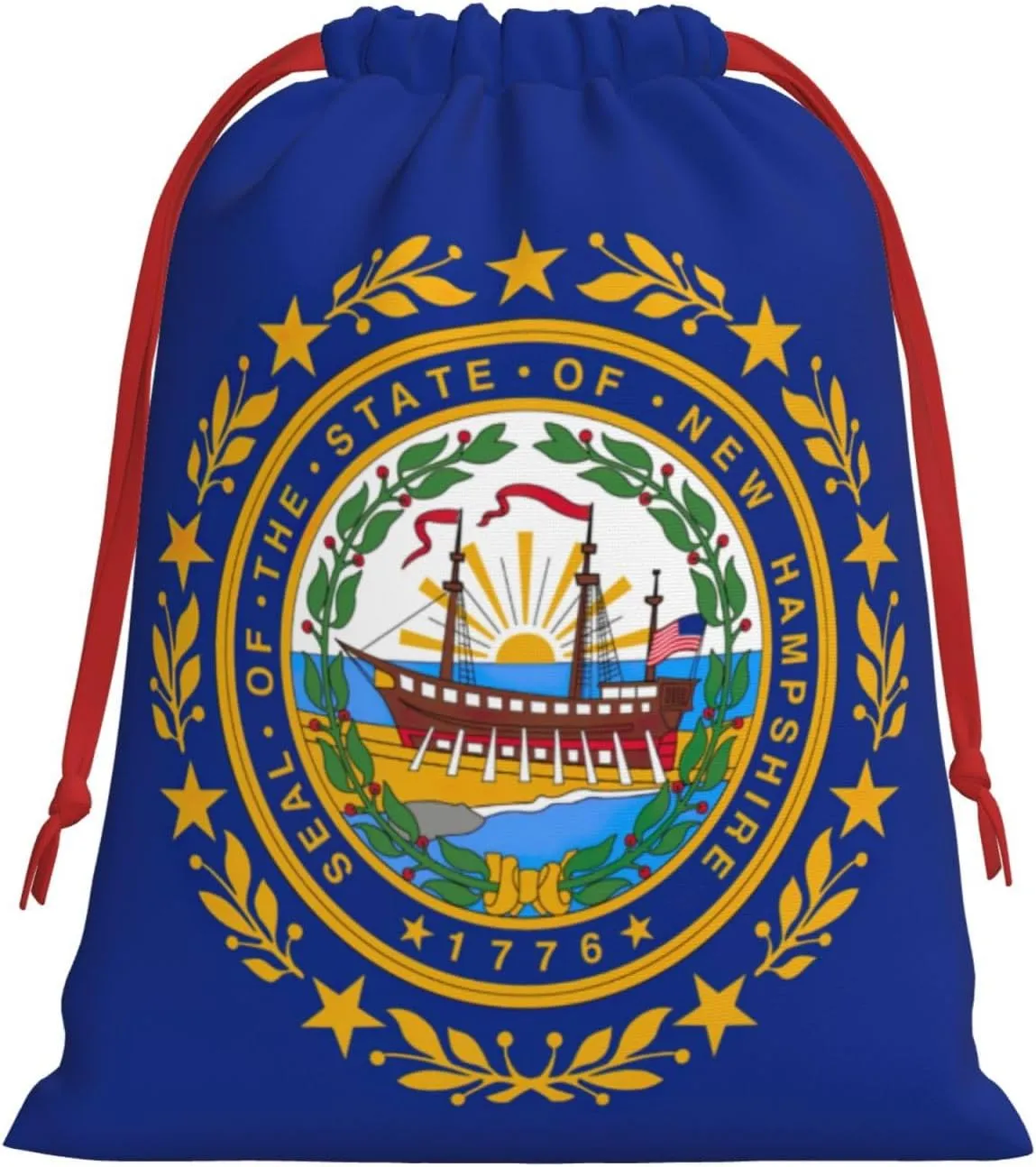 MUFLVDX New Hampshire State Flag Print Christmas Gift Bags,Multi Purpose Drawstring Gift Pouches,For Xmas,Weddings,Parties,Gifts,Candy
