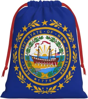 MUFLVDX New Hampshire State Flag Print Christmas Gift Bags,Multi Purpose Drawstring Gift Pouches,For Xmas,Weddings,Parties,Gifts,Candy